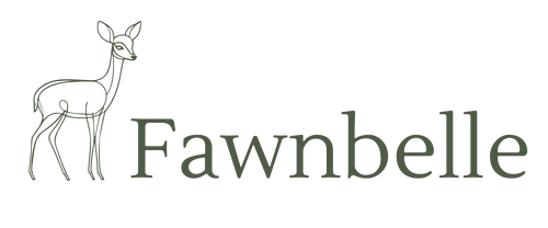 Logo of Fawnbelle with a stylised deer illustration on a transparent background
